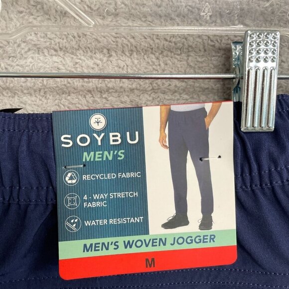 NEW Soybu Men's M Navy Blue Woven Jogger Pants Stretch & Water Resistant - Picture 4 of 8
